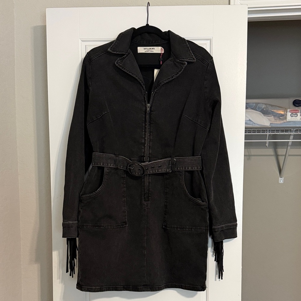 Idyllwind Black Denim Dress with Fringe
